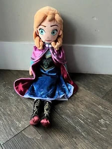 Disney Store Frozen Princess Anna Plush Doll Cape Blue Dress Brown Boots 18" - Picture 1 of 6