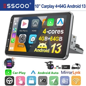 1 DIN Autoradio Android 13 64G Bluetooth 10'' Drehbarer Bildschirm GPS +DAB KAM - Bild 1 von 17