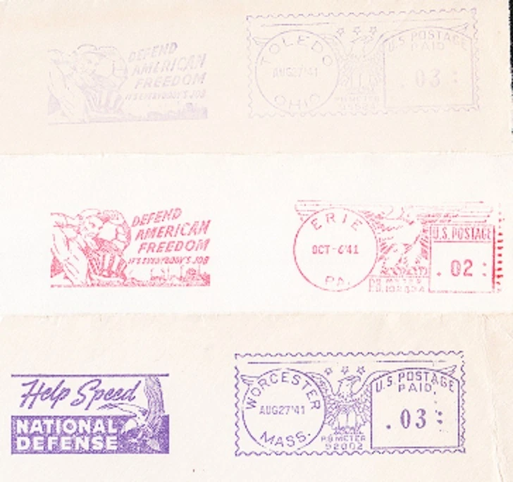 WWII Patriotic PICTORIAL METER MAIL MINI COLLECTION 3 Partial Fronts:1941 #11 9x - Image 1 of 1