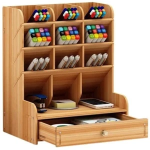 Organiseur De Bureau En Bois Multifonctionnelle + Tiroirs Maison Bureau Ecole - Imagen 1 de 5