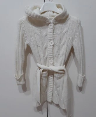 giacca lunga di lana bimba lungo terranova bianco panna 2/3 anni con cappuccio - Immagine 1 di 4