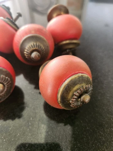 Wood And Brass vintage drawer knobs  (8) Cover