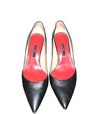 Carolina Herrera Womens Black Leather Heel Size 39 Designer Pumps Red Insole - Image 1 of 4