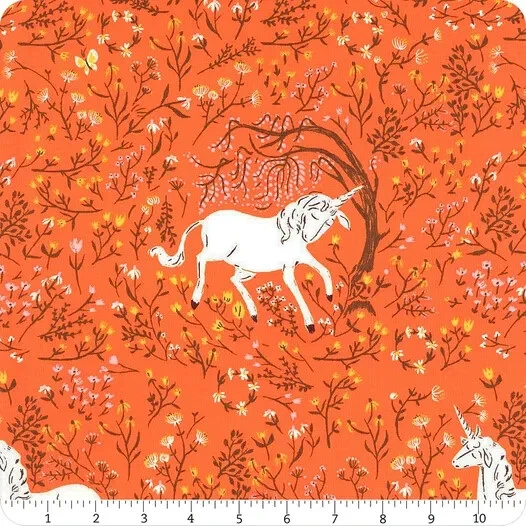 Fat Quarter Heather Ross 20th Anniversary Orange Unicorn - Image 1 of 1