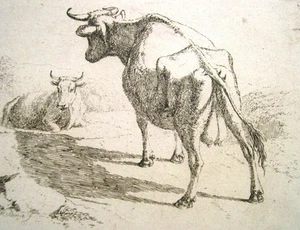 Franz Xaver Rektorzik 1793-1851 Brünn / Radierung "Die pissende Kuh" Andresen-22 - Picture 1 of 1
