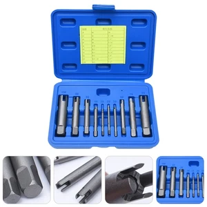 10-teiliges robustes Schraubenausdreher-Set gebrochener Gewindebohrerausdreher mit Box (silber) - Bild 1 von 12