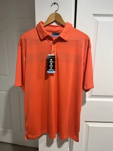 Neu mit Etikett PGA Tour Poloshirt kurzärmlig feuchtigkeitsableitend Large orange Golf für Herren - Bild 1 von 10