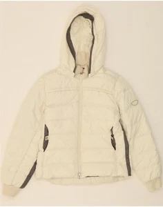 CHAMPION Womens Hooded Padded Jacket UK 10 Small Off White AR06 - Picture 1 of 4