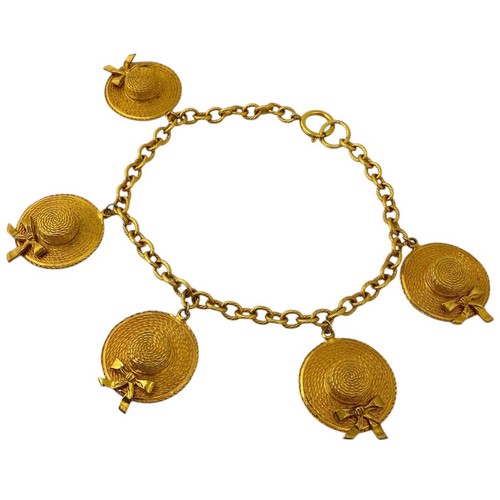 Collana CHANEL Design Girocollo Cappello di Paglia Collana Placcato Oro Donna