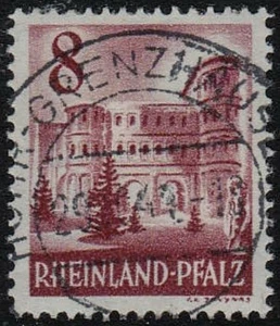 GERMANY 1949 RHEINLAND PFALZ 8(pf) BROWN-LAKE, USED WITH THIN. SG FR36 CAT £650 - Picture 1 of 2