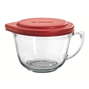 Batter Bowl, 2 Quart Glass Mixing Bowl with Red Lid - Picture 1 of 6