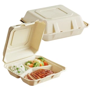Perfectware Contenitori per alimenti da asporto 100% compostabili 3 comp 9 x9 pollici. 40 Co... - Foto 1 di 4