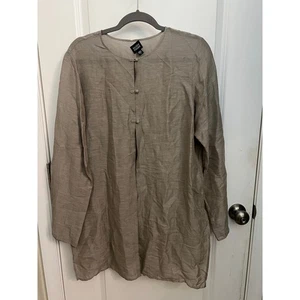 Blusa Eileen Fisher Lino Seda M Kimono 3 Cierres Rana Botón Lagenlook Boho - Imagen 1 de 7