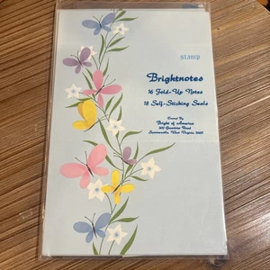 Vintage Brightnotes 16 Klappscheine 18 selbstklebende Siegel blauer Schmetterling NEU - Bild 1 von 6