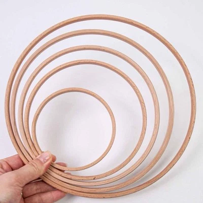 3x Wooden Hoops for Crafts DIY Wreath Rings for Making Wedding Wreath Decor - Image 1 of 2
