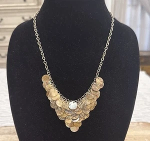 Vintage Premier Designs Silver Tone Mother Of Pearl Beaded Pendant Necklace - Picture 1 of 4
