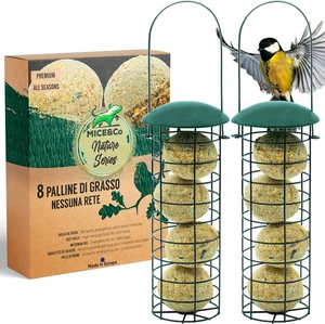 Mangiatoia per Uccelli Da Esterno Con Palle Di Grasso – Casetta per Uccellini Gi - Foto 1 di 12