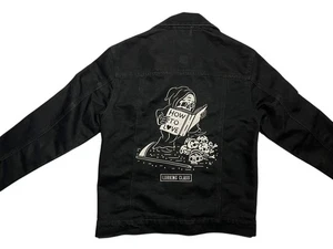 LURKING CLASS Black Denim HOW TO LOVE JEANSJACKE Warm Goth-Style Mantel Herren XS - Bild 1 von 9
