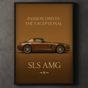 Poster Mercedes SLS AMG – Stampa artistica da parete supercar di lusso arredamento moderno automobilistico - Foto 1 di 21