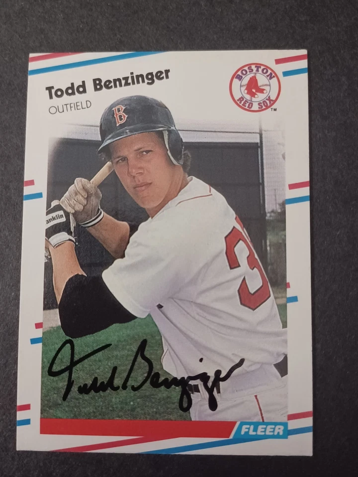 Todd Benzinger Signed 1988 Fleer - Red Sox - Autographed - Image 1 of 1