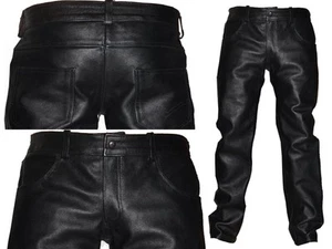 100% Leder Herren Hose Handmade Artisan 38 US / 54 IT CU02 T3G - Bild 1 von 7