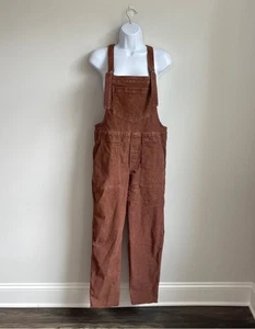Aerie Brown Corduroy Stretch Overalls Size Medium Nwot Neutral Minimalist - Picture 1 of 2