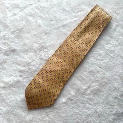 Corbata GUCCI Patrón Completo Hecho en Italia 100% Seda Usada Amarilla Auténtica Foto 1 de 4
