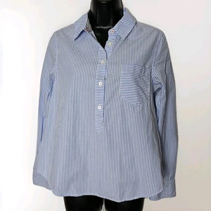 Vineyard Vines Blue And White Striped 1/2 Button-up Womens Size 0 - Picture 1 of 6