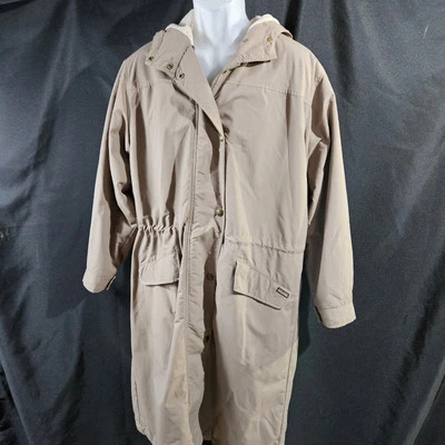 复古 Woolrich Tan 蘑菇 Tench 大衣连帽夹克女式 L — 第 1/4 张图片