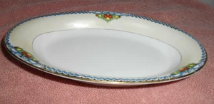 MEITO China Servizio piatti dipinto a mano ovale Relish fiori bordo giallo oro - Foto 1 di 3