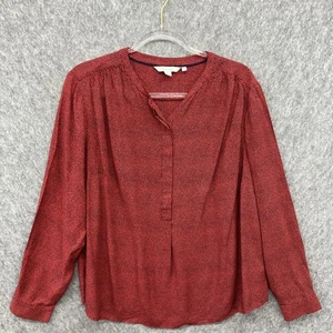 Boden Quarter Button Tunic Shirt Womens 18 Blue Red Dot Office - Picture 1 of 10