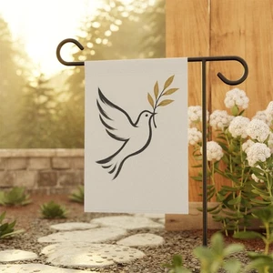 Minimalistische Taube Olivenzweig Gartenflagge Frieden Rosch HaSchana Hofdeko - Bild 1 von 11