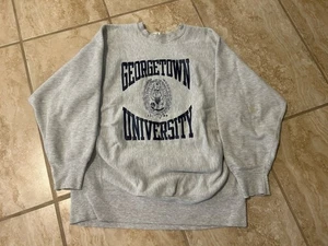 Vintage Champion 1980s Georgetown Reverse Weave Warmup Crewneck Sweater Sz XL - Bild 1 von 6