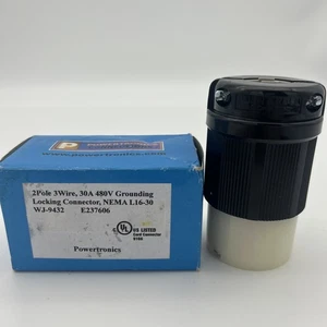 POWERTRONICS WJ-9432 2 POLE 3 WIRE 30A 480V Grounding Locking Connector E237606 - Picture 1 of 4