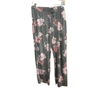 Neu mit Etikett Joyspun Damen Lounge Hose Größe M grau Blumenmuster weites Bein Kordelzug kuschelig - Bild 1 von 5