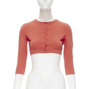 ALAIA Signature cropped stretch knit cardigan Rouge Vermeil coral FR36 XS - Picture 1 of 12