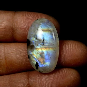 Piedra lunar arco iris destello azul cabujón forma ovalada piedra preciosa natural 19 quilates #11748 - Imagen 1 de 6