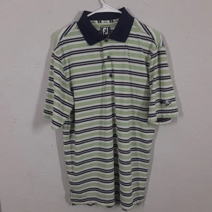 Polo Footjoy Athletic Fit uomo M blu verde righe bianche manica corta - Foto 1 di 8