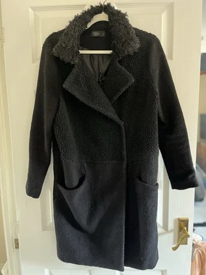 Label Lab women’s ladies black wool blend winter coat - Size Uk 8 - Image 1 of 4