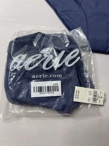 Parte inferior de bikini Aerie Crossover cintura alta talla XS en azul oscuro - Imagen 1 de 10