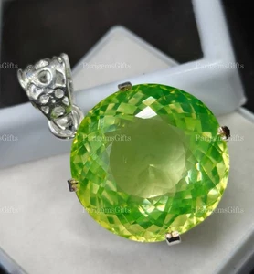 65+ Ct Green Sapphire German Silver Round Cut Loose Gemstone - Picture 1 of 6