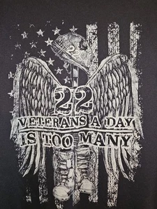 Til Valhalla Project 22 Veterans 2xl Xxl Mens Black Double-sided Graphic Tee - Picture 1 of 14