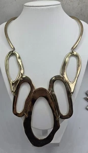 Statement Gold Tone Abstract Oval Link Necklace For Women - Bild 1 von 4