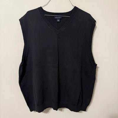 Chaleco suéter negro Lands’ End XL para hombre 100 % algodón Foto 1 de 4