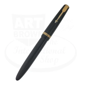 Vintage gebrauchter Parked Maxima Duofold Schwarz & Gold Füllfederhalter, 14K Feder - Bild 1 von 13