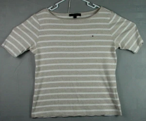 Tommy Hilfiger Hemd Large Erwachsene Khaki Weiß Gestreift Freizeit Logo Herren Large - Bild 1 von 6
