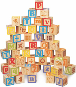 Maxim Deluxe Wooden ABC Blocks. Extra-Large Engraved Baby Alphabet Letters, Coun