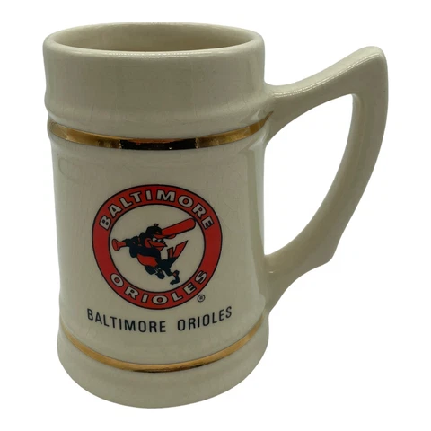 VTG 1970's Lewis Bros Baltimore Orioles Ceramic Stein Mug Handled MLB Baseball Cover