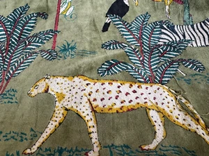 Soft Velvet Print Fabric Indian Dress Sewing Upholstery Velvet By Yard Jungle PT - Picture 1 of 4