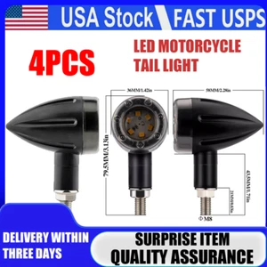 LED Bullet Red Blinker Turn Signal Tail Light For Harley Chrome Motorcycle 4Pcs* - Picture 1 of 16